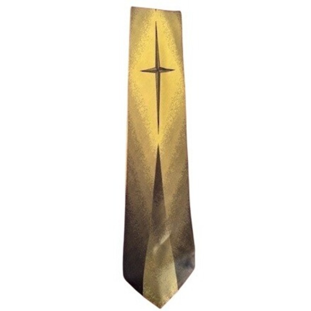 Vintage‎ Thierry Mugler 1980s Gold Black Silk Tie Cross Motif Power Tie Wide
